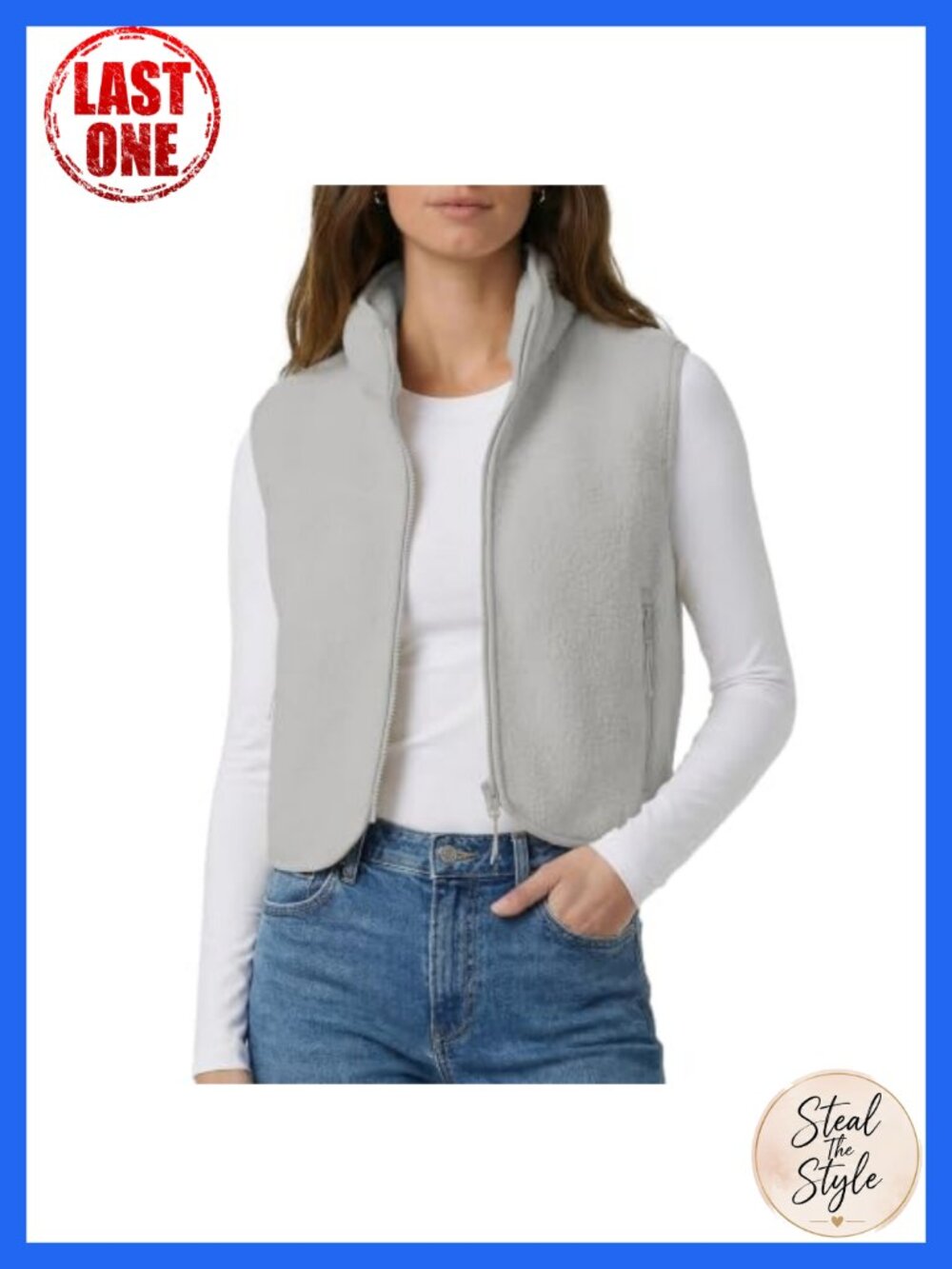 Cropped Fleece Vest Women Zip Up Stand Collar Sherpa Sleeveless Waistcoat